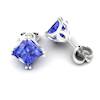 Blue Sapphire Earrings White Gold Braid Square Design