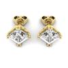 White Sapphire Earrings Yellow Gold Braid Square Design