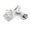 White Sapphire Earrings White Gold Braid Square Design