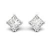 White Sapphire Earrings White Gold Braid Square Design