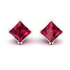 Ruby White Gold Braid Square Stud Earrings