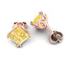 Yellow Sapphire Earrings Rose Gold Braid Square Design