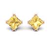 Yellow Sapphire Earrings Rose Gold Braid Square Design