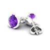Amethyst White Gold Coated Eye of Venus Stud Earrings