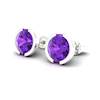 Amethyst White Gold Coated Eye of Venus Stud Earrings