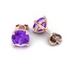 Amethyst Rose Gold Coated Floral Crown Stud Earrings