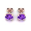 Amethyst Rose Gold Coated Floral Crown Stud Earrings