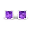 Amethyst White Gold Coated Watchtower Stud Earrings