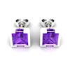 Amethyst White Gold Coated Watchtower Stud Earrings