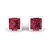 Garnet White Gold Coated Watchtower Stud Earrings