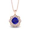 Blue Sapphire Rose Gold Fine Gemstone Necklace Santorini