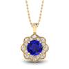 Blue Sapphire Yellow Gold Fine Gemstone Necklace Santorini