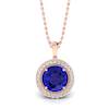 Blue Sapphire Rose Gold Fine Gemstone Necklace Aura