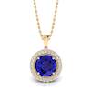 Blue Sapphire Yellow Gold Fine Gemstone Necklace Aura
