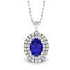 Blue Sapphire White Gold Fine Gemstone Necklace Corona