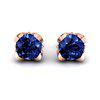 Blue Sapphire Earrings Rose Gold Tulip Design
