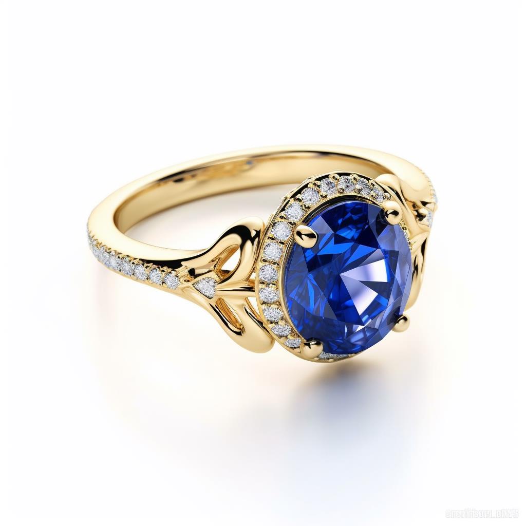halo blue sapphire engagement ring with accent stones