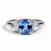 bold blue sapphire three stone engagement ring from Brilliyond