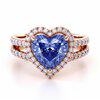 Blue sapphire engagement rings with heart shape centre stone from Brilliyond