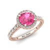 Sapphire Engagement Ring 6mm Round Pink Sapphire in Rose Gold with White Cluster Stones
