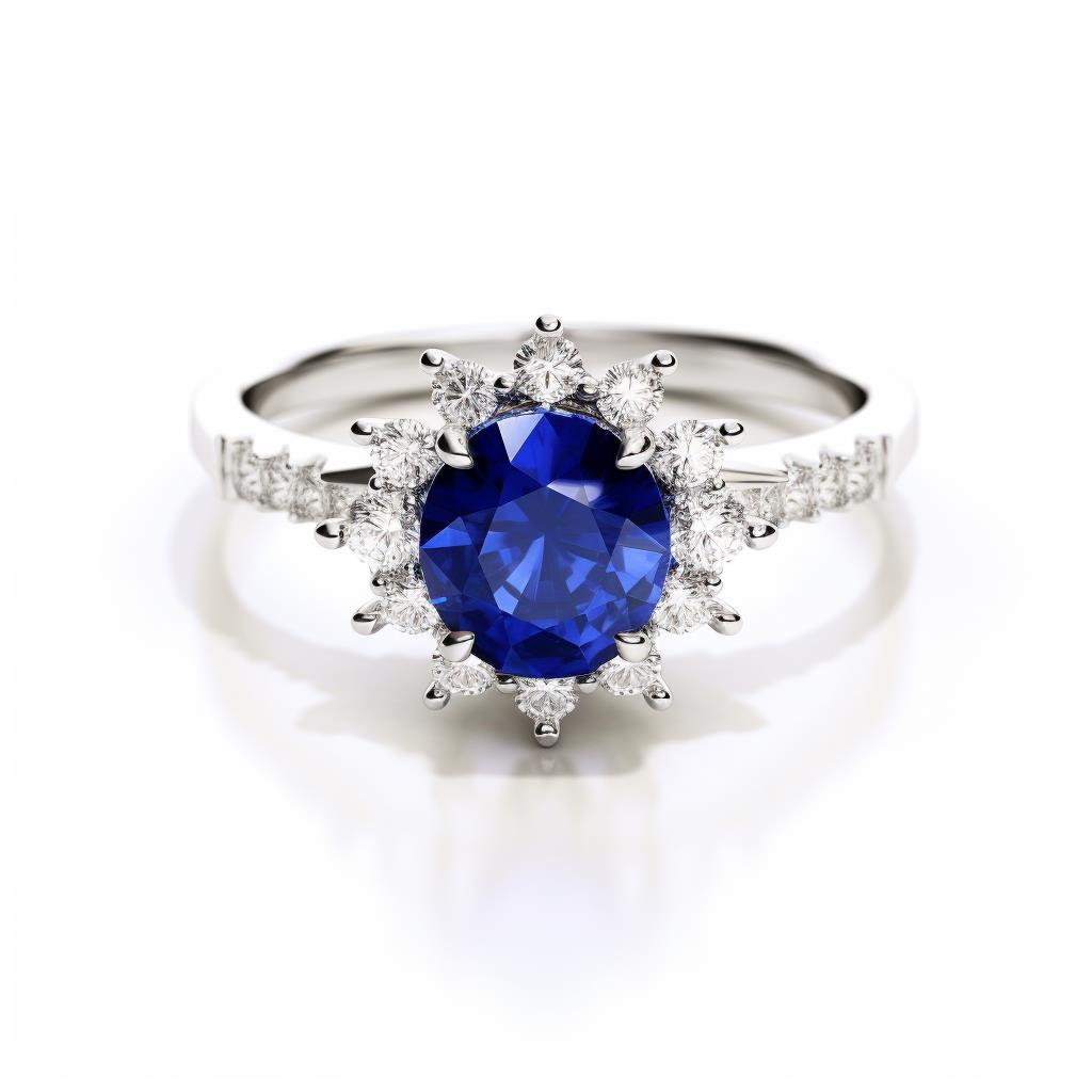 royal blue sapphire engagement ring with stylish prong set metal band
