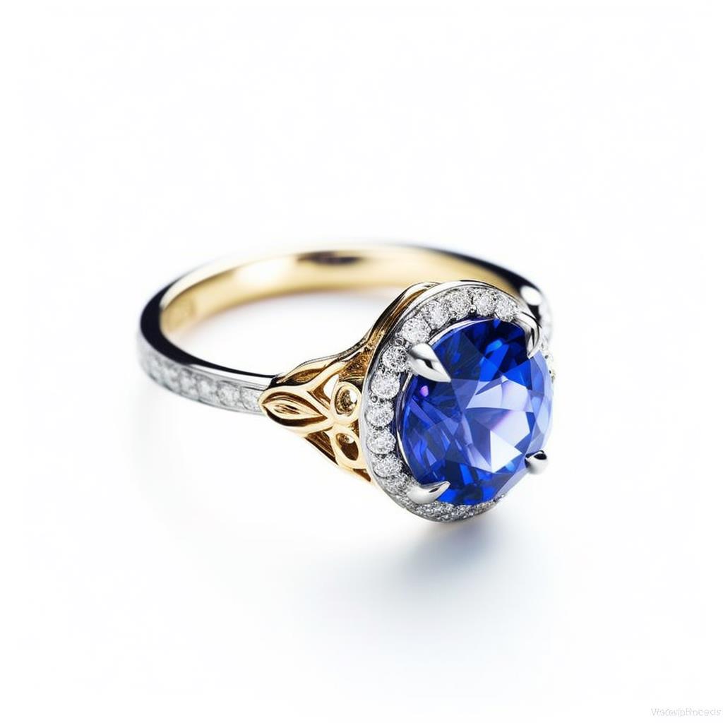 Blue sapphire halo engagement ring prong set style