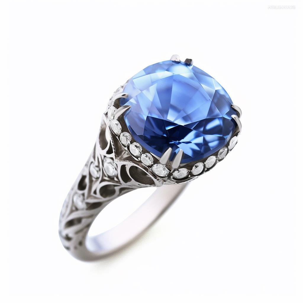 Vintage inspired blue sapphire engagement ring
