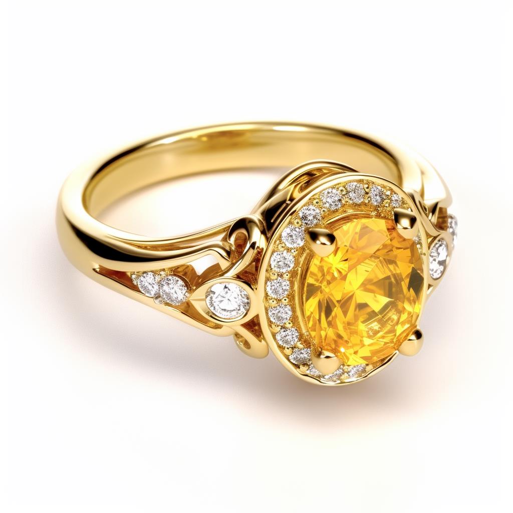 yellow sapphire multi stone engagement with stylish accent stone placements