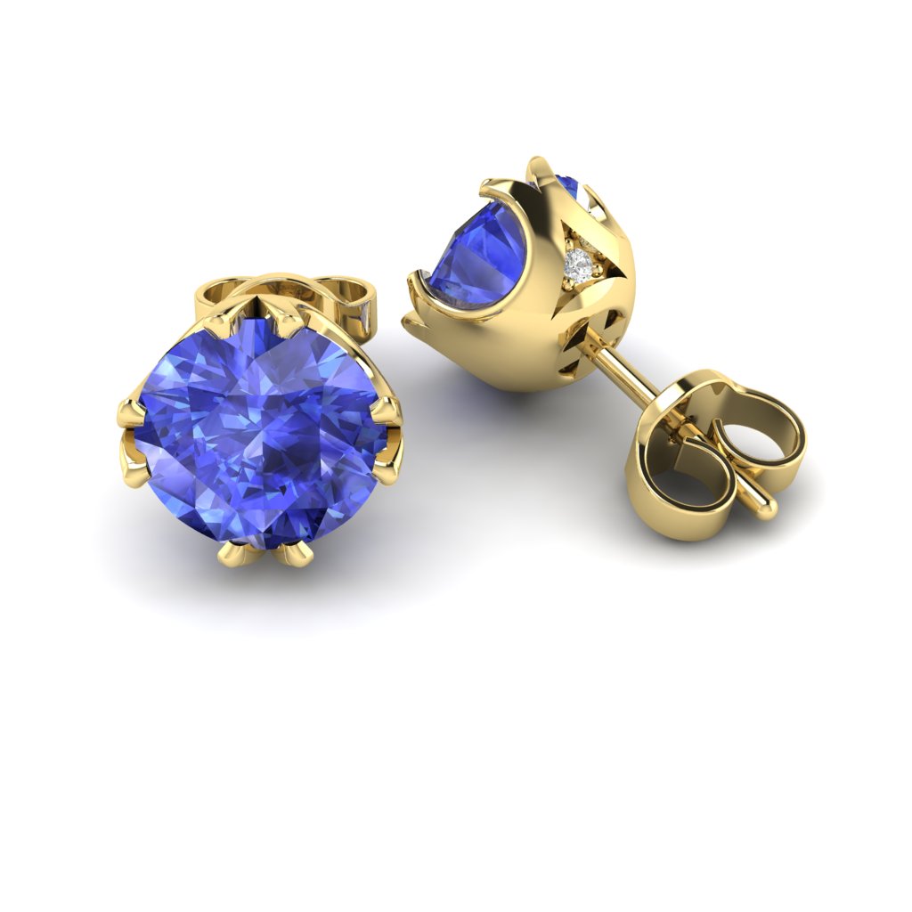 Blue Sapphire Earrings Yellow Gold Gumnut Design