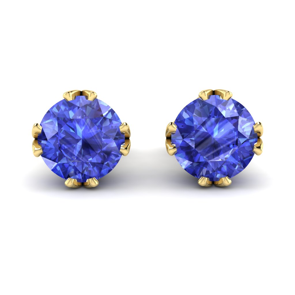 Blue Sapphire Earrings Yellow Gold Gumnut Design
