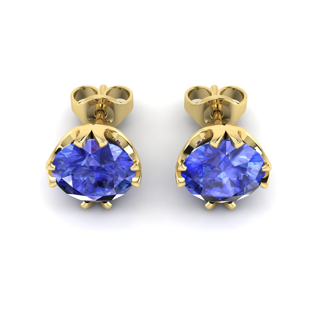 Blue Sapphire Earrings Yellow Gold Gumnut Design_image3