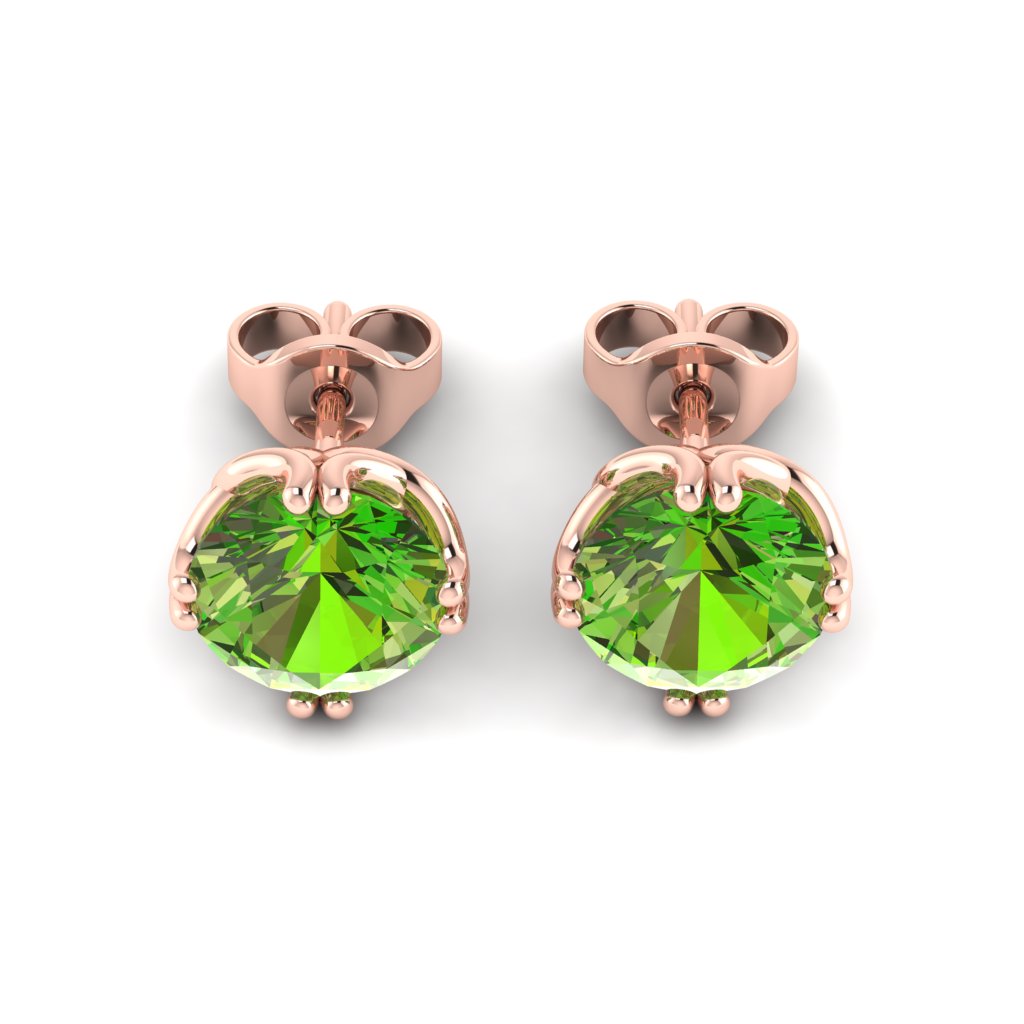 Peridot Rose Gold Coated Braid Round Stud Earrings_image3