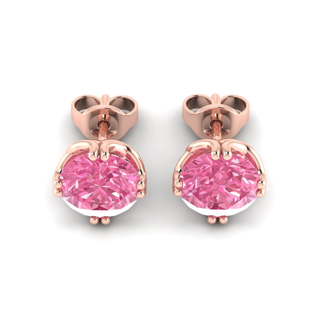 Pink Sapphire Earrings Rose Gold Braid Round Design_image3