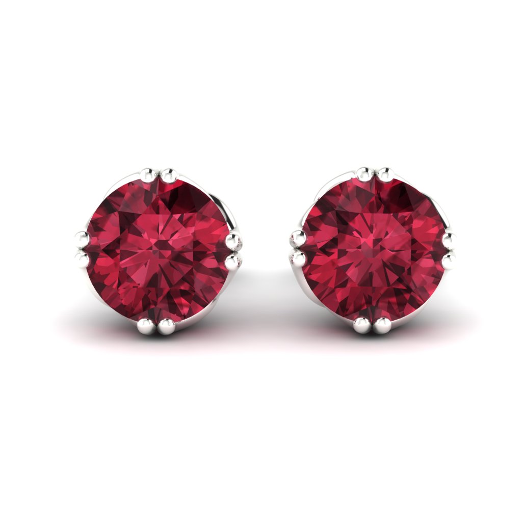Garnet Sterling Silver Braid Round Stud Earrings