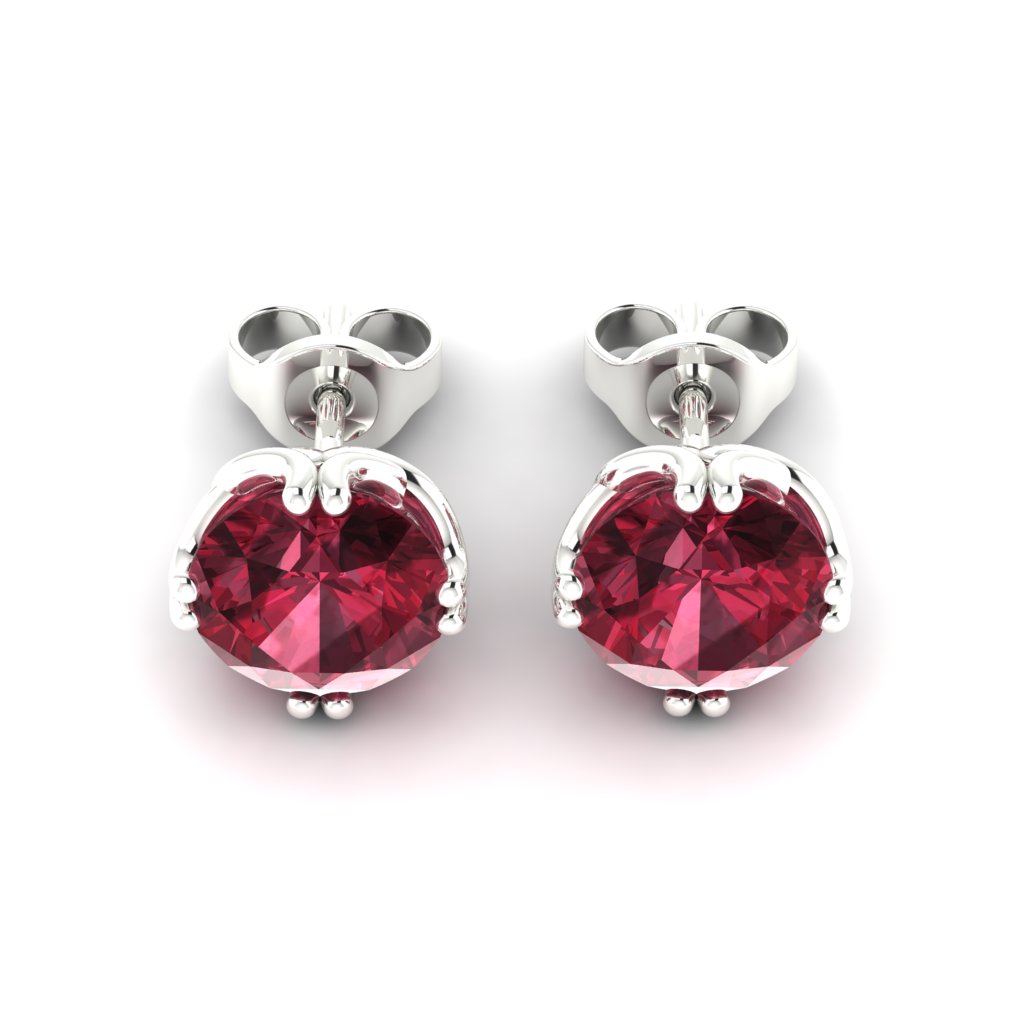 Garnet Sterling Silver Braid Round Stud Earrings_image3