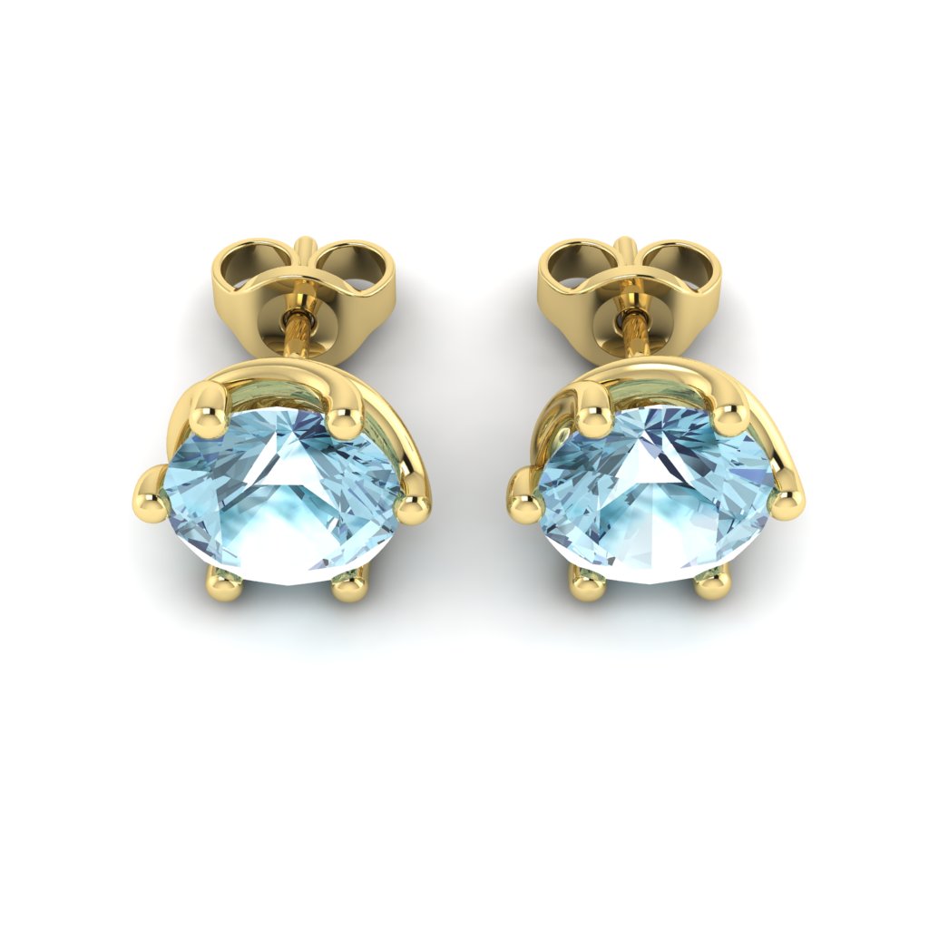 Blue Topaz Yellow Gold Coated Eye of Cyclone Stud Earrings_image3