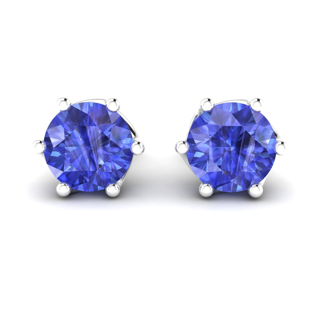 Blue Sapphire Earrings Sterling Silver Eye of Cyclone Design