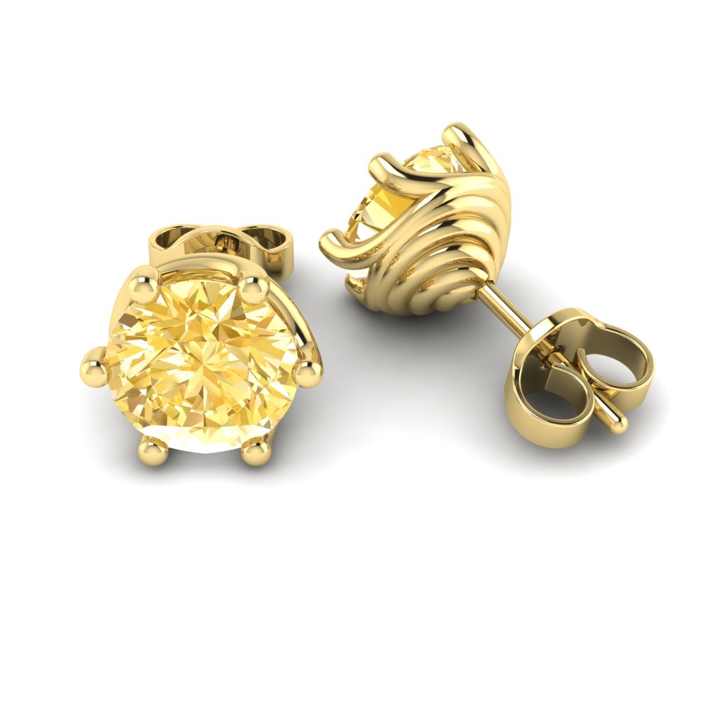 Yellow Sapphire Earrings Yellow Gold Eye of Cyclone Design