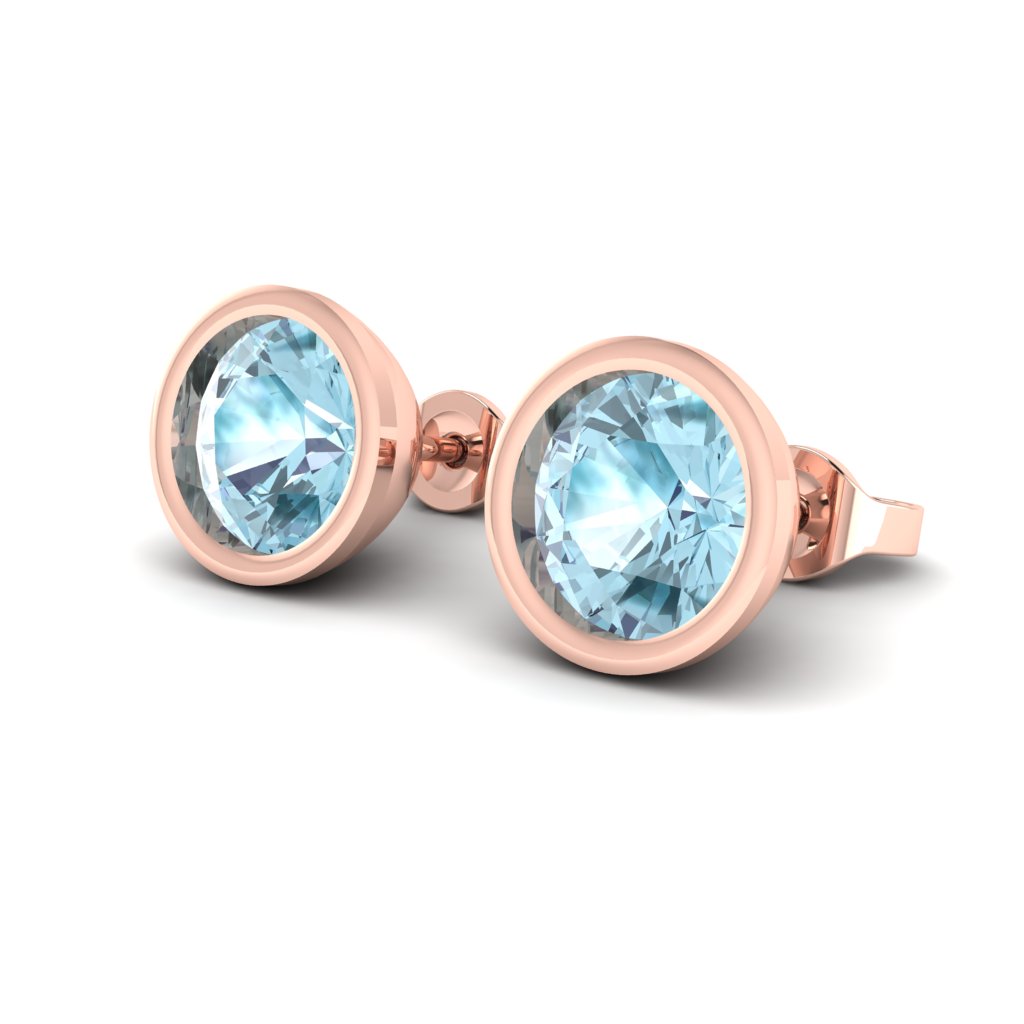 Blue Topaz Rose Gold Coated Imperial Cone Stud Earrings