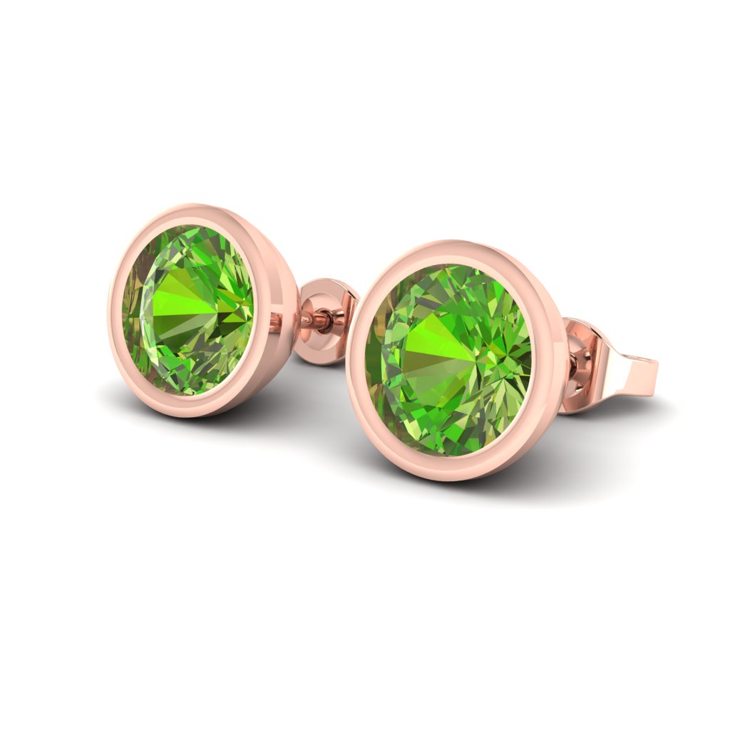 Peridot Rose Gold Coated Imperial Cone Stud Earrings