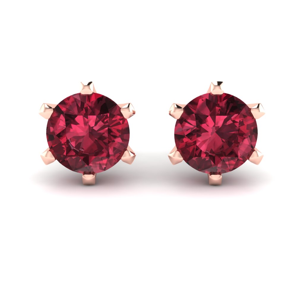 Garnet Rose Gold Coated North Star Stud Earrings