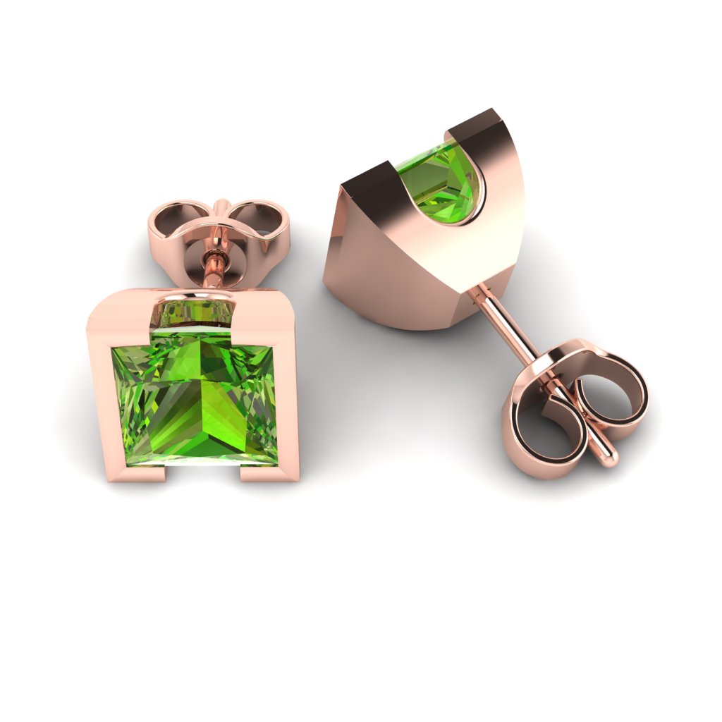 Peridot Rose Gold Coated Watchtower Stud Earrings_image3