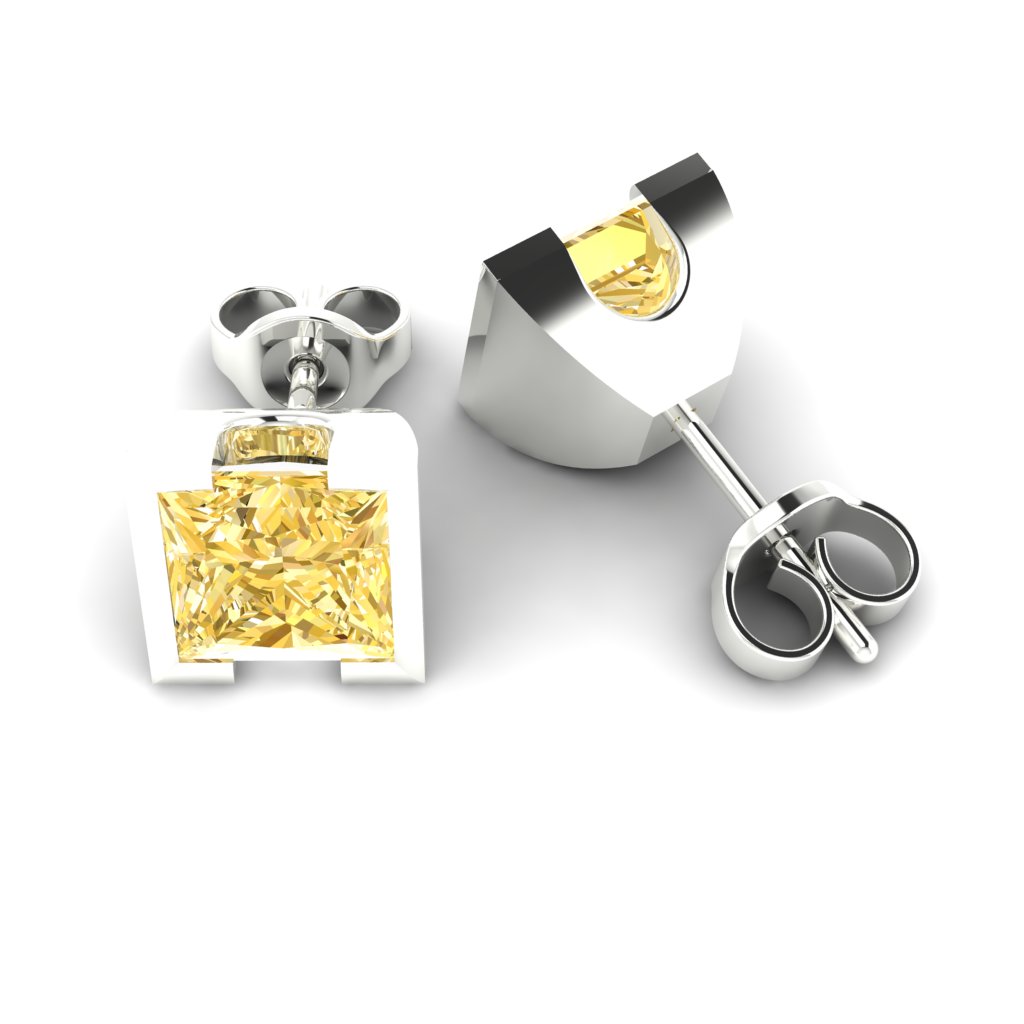 Yellow Sapphire Earrings Sterling Silver Watchtower Design