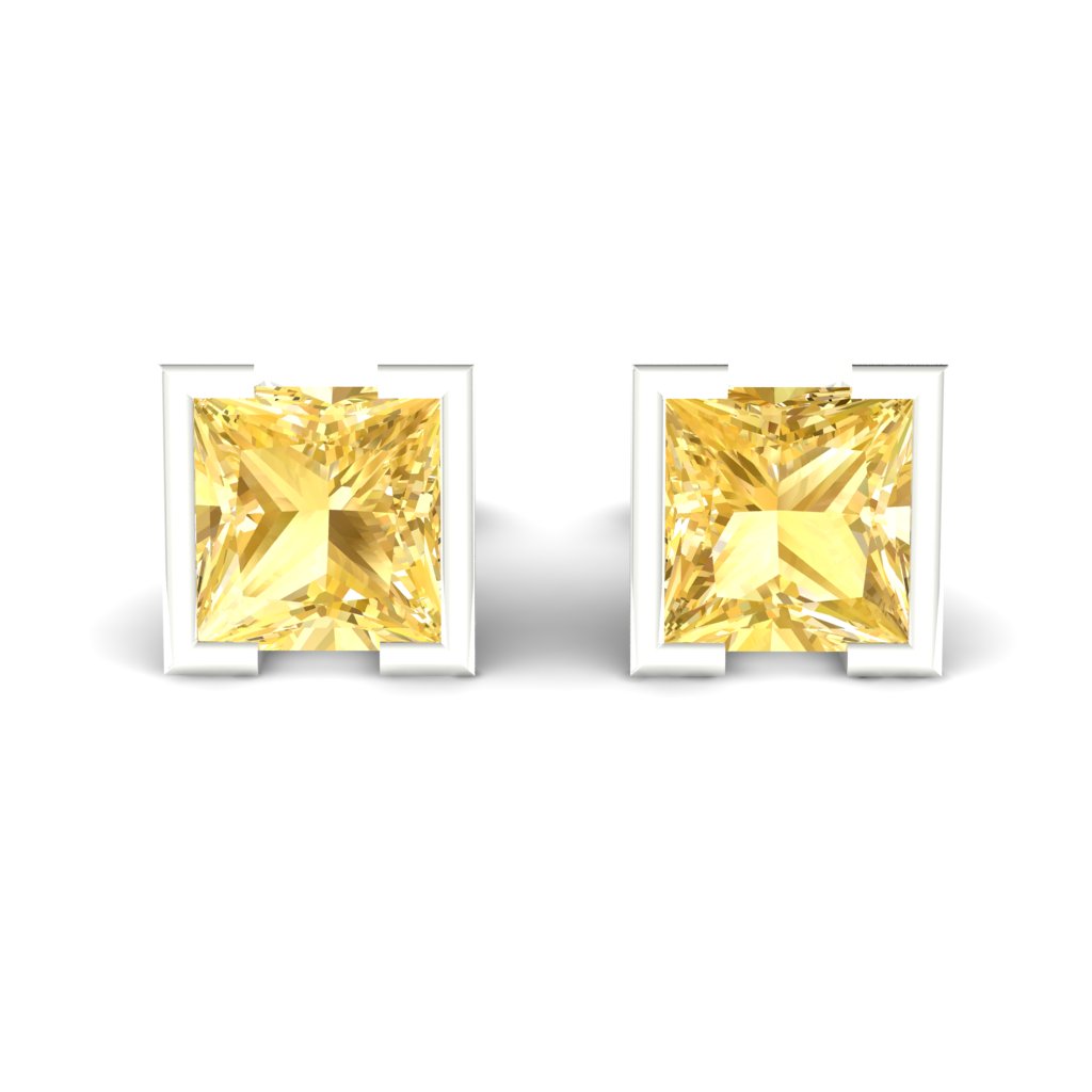 Yellow Sapphire Earrings Sterling Silver Watchtower Design