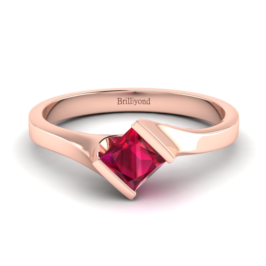 Ruby Rose Gold Solitaire Engagement Ring London
