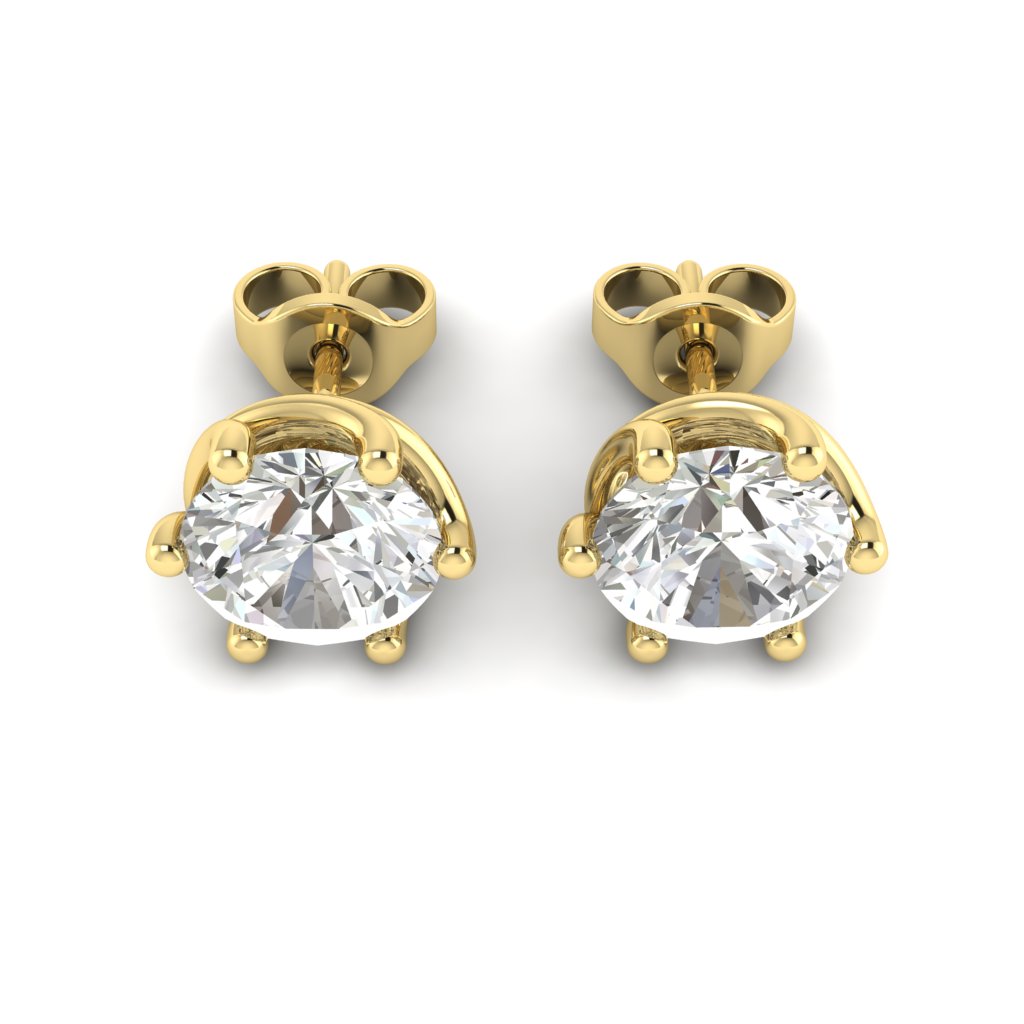 Diamond Yellow Gold Eye of Cyclone Stude Earrings_image3