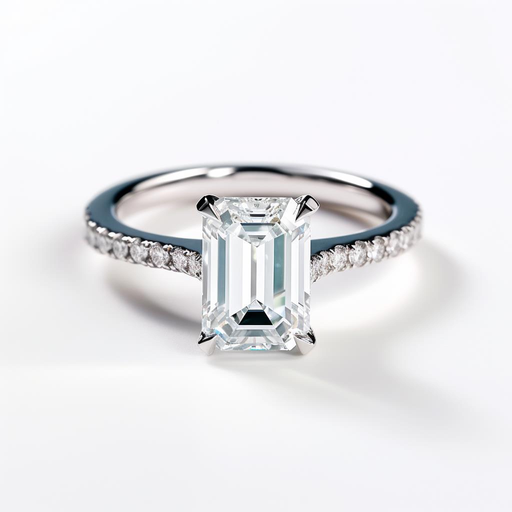 Solitaire emerald cut diamond engagement ring Edina