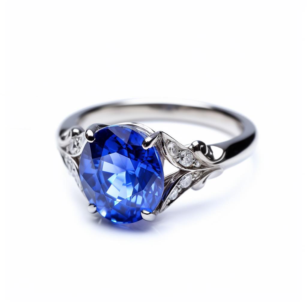 blue sapphire engagement ring with sleek accent stones