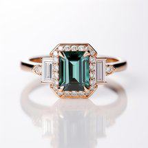 Yellow Gold Emerald Cut Green Sapphire Engagement Ring 2.0ct Maia