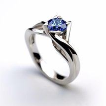 Blue Sapphire Solitaire Engagement Ring with Artistic Band